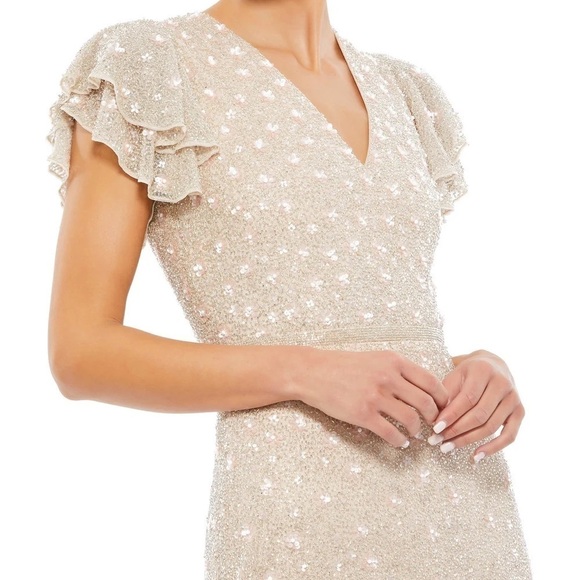 Mac Duggal 10810 NWOT Ruffle Sleeves Beaded Dress - Picture 3 of 9